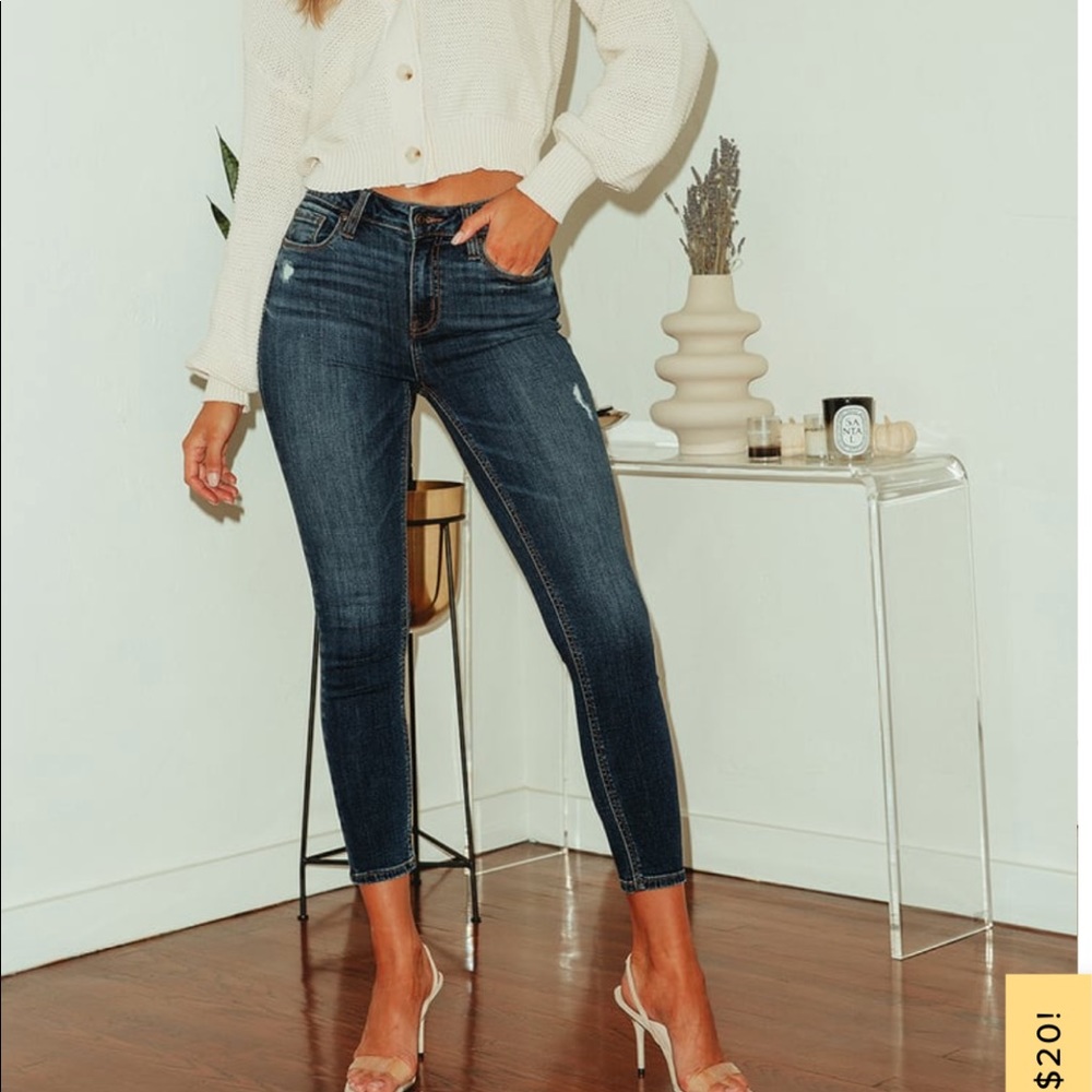 High rise cropped jeans